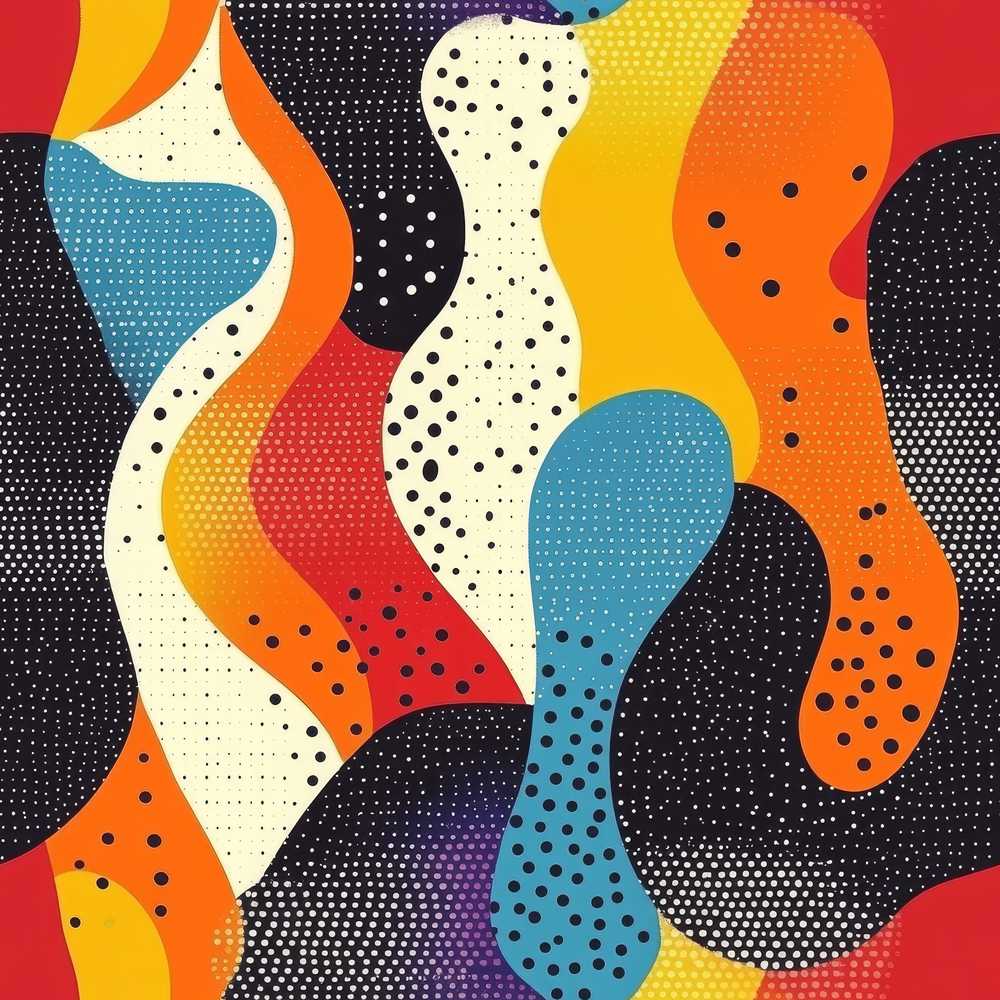 Abstract Organic Blob Shapes Dotted Texture Bold Colors