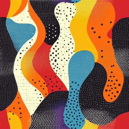 Abstract Organic Blob Shapes Dotted Texture Bold Colors