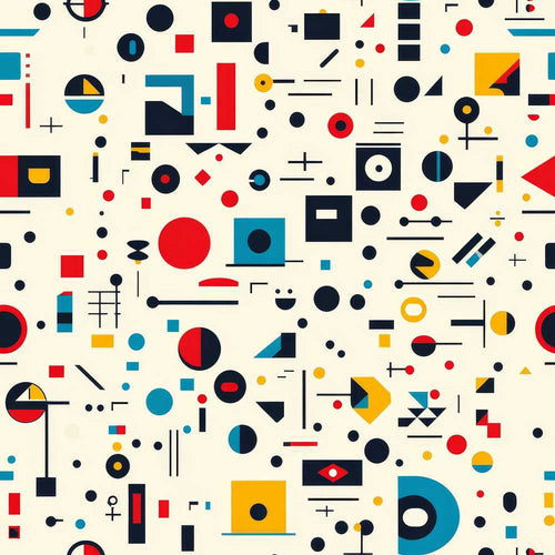 Abstract Bauhaus Geometric Shapes Primary Colors Minimal Pattern