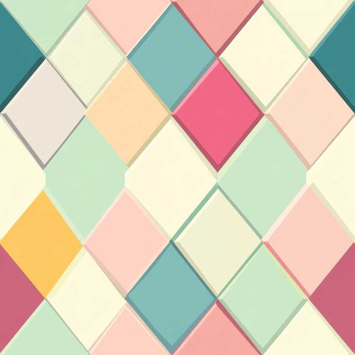 Abstract Pastel Diamond Tile Soft Gradient Geometric Art