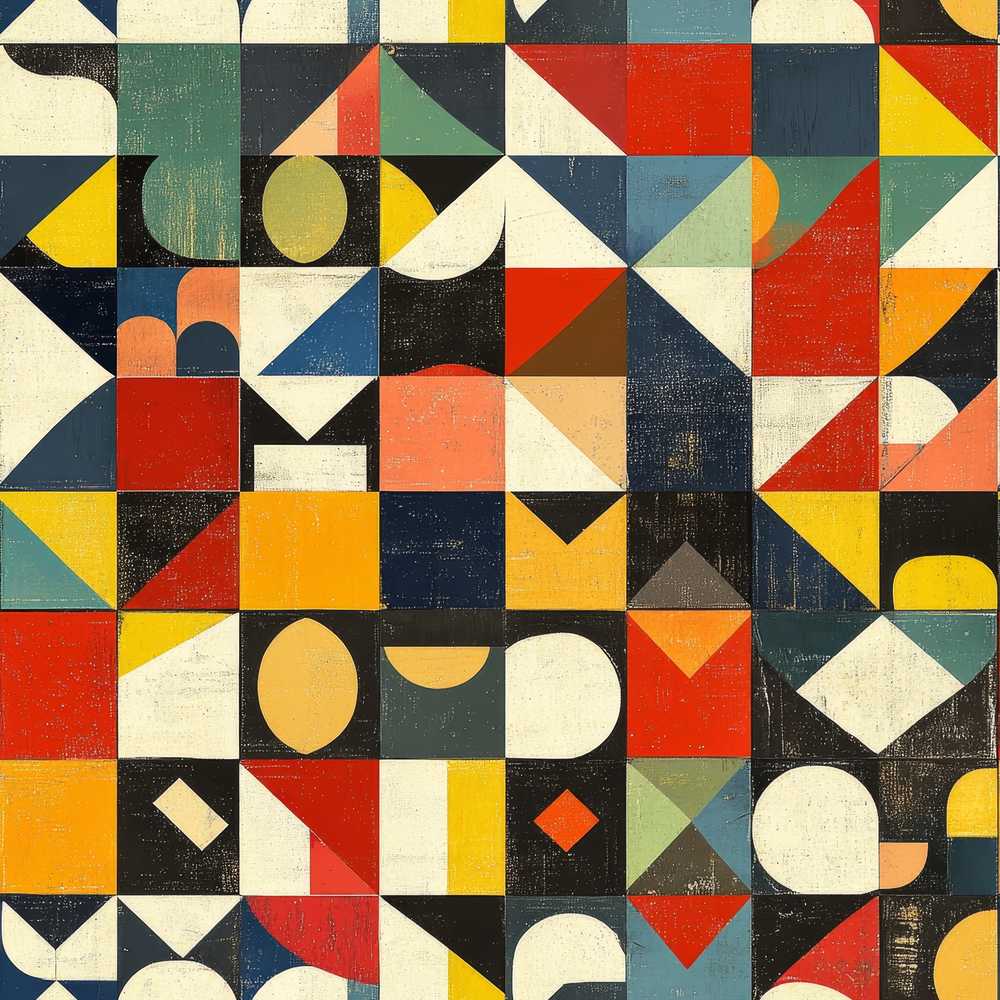 Abstract Geometric Patchwork Shapes Vintage Texture Art Pattern