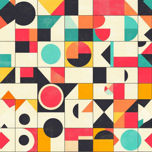 Abstract Bauhaus Geometric Color Block Grid Art Texture