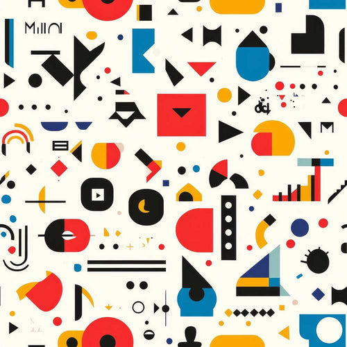 Abstract Playful Bauhaus Style Shapes Colorful Modern Art