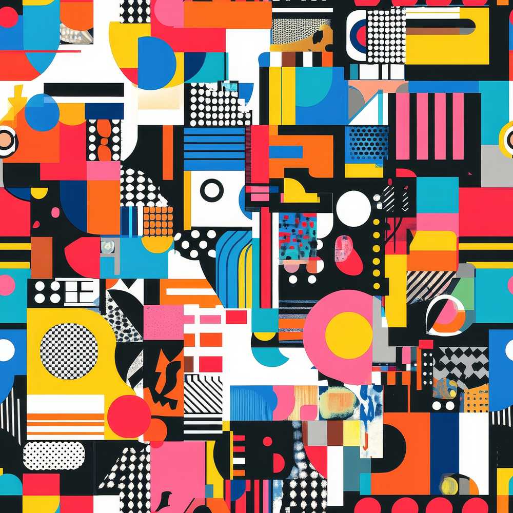 Abstract Vibrant Collage Geometric Pop Art Style Texture