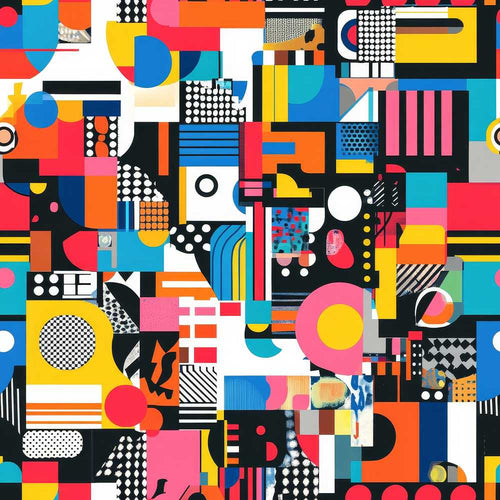 Abstract Vibrant Collage Geometric Pop Art Style Texture