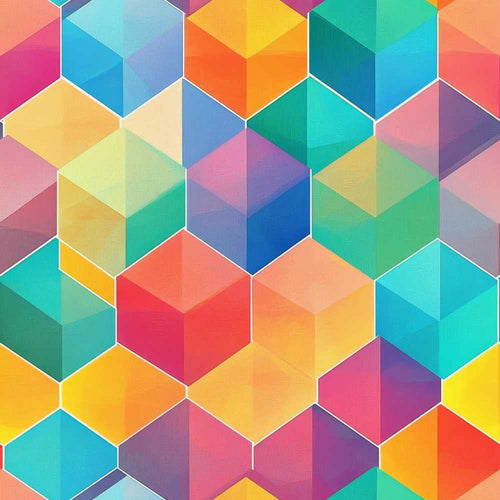 Abstract Colorful Hexagon Gradient Geometric Tile Art Texture