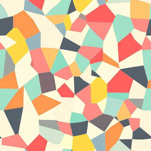 Abstract Pastel Mosaic Irregular Geometric Shapes Modern Art