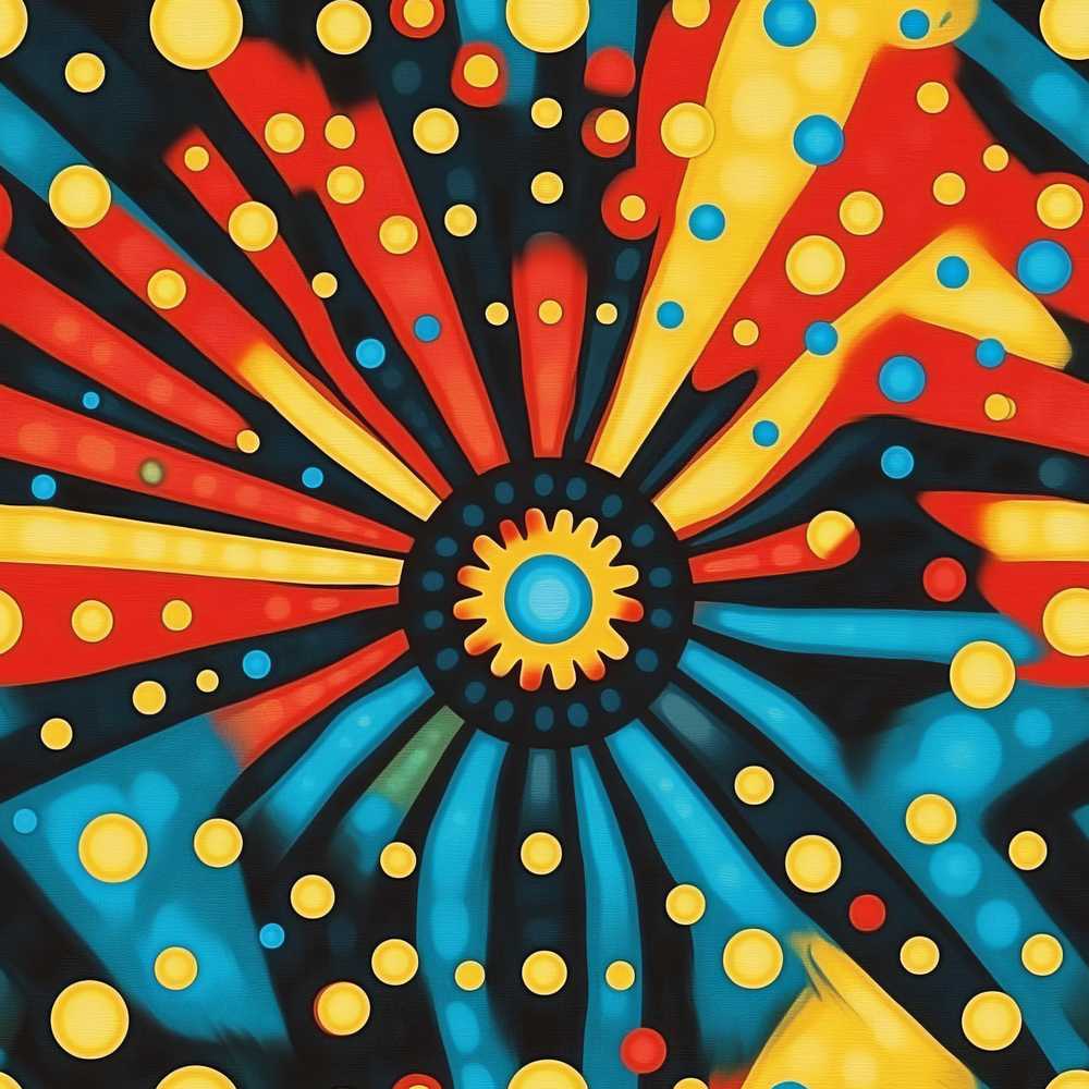 Abstract Psychedelic Radial Burst Bright Color Dots Art