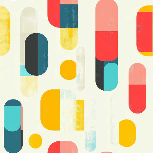 Abstract Textured Rounded Shapes Color Block Modern Art