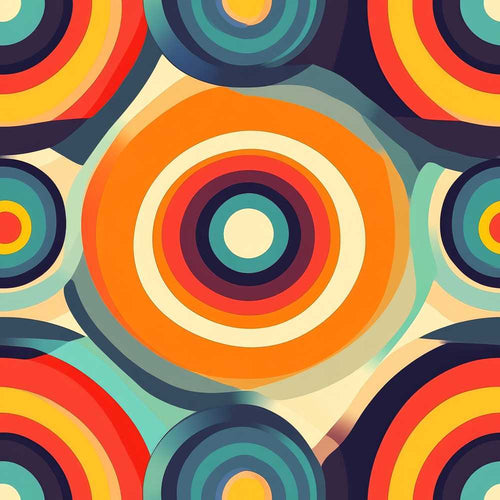 Abstract Concentric Circles Layered Rings Bold Color Art
