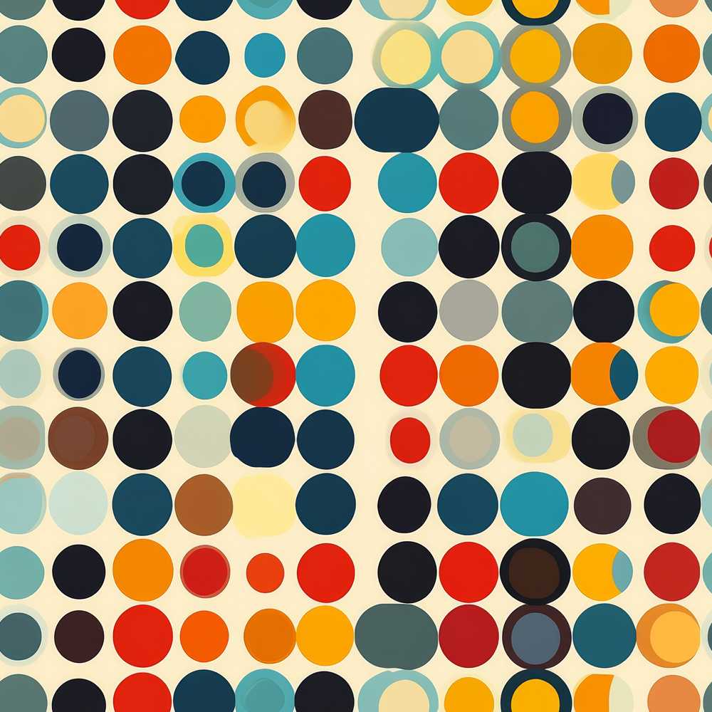 Abstract Minimal Colorful Dot Grid Mid Century Modern