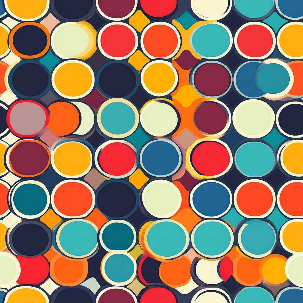 Abstract Bold Circular Shapes Overlapping Pop Art Texture