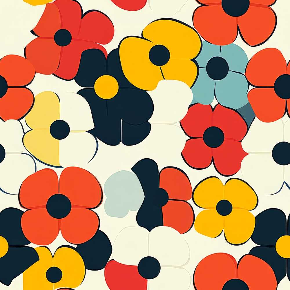 Bold Pop Art Flowers Large Petals Abstract Wildflower Pattern