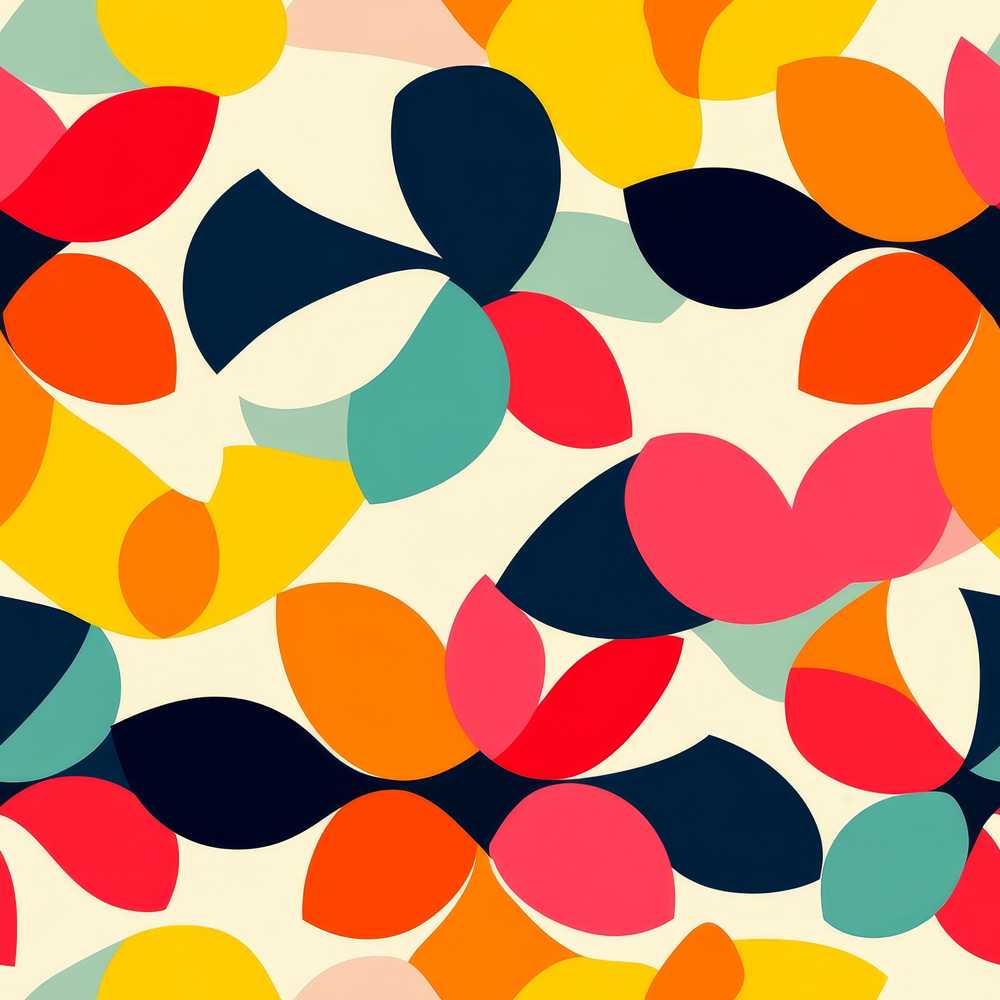 Modern Organic Leaf Shapes Bright Color Minimal Wildflower Pattern