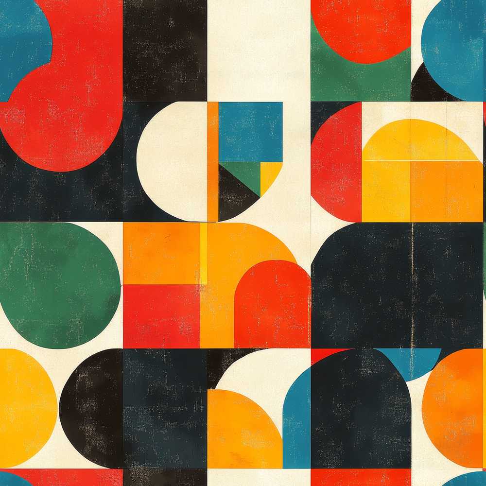 Mid Century Geometric Blocks Textured Abstract Art Texture