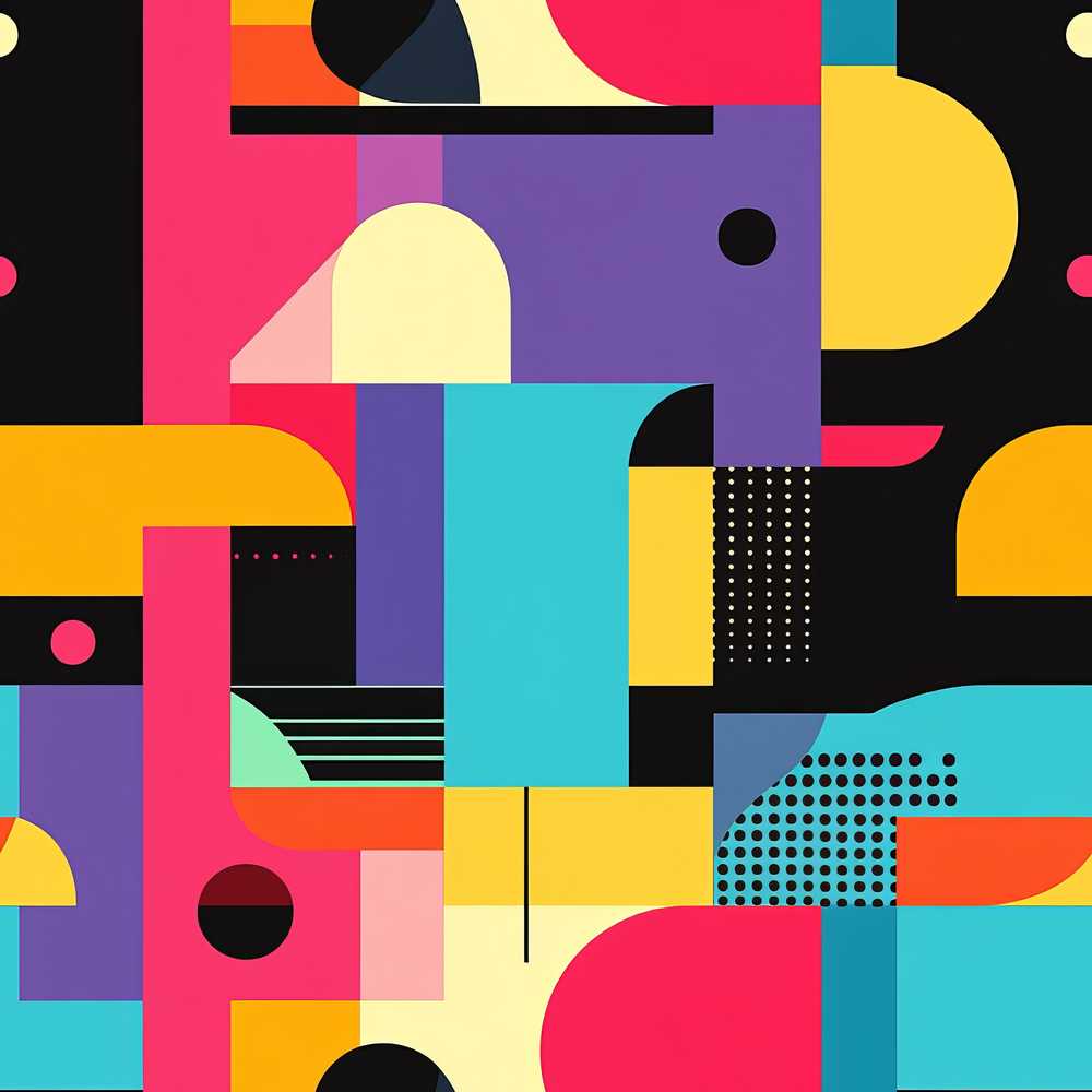 Memphis Style Abstract Shapes Bright Pattern Art Texture