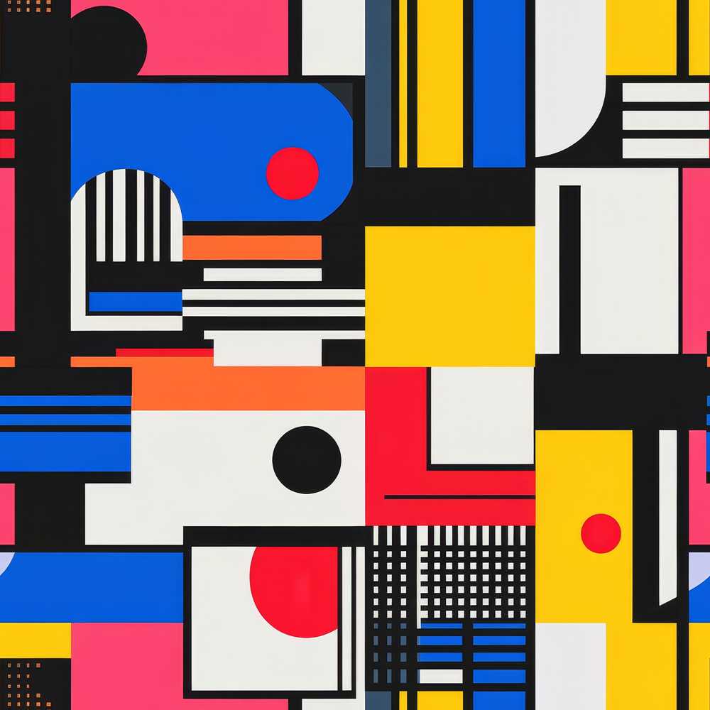 Bauhaus Inspired Abstract Lines Shapes Graphic Art Texture