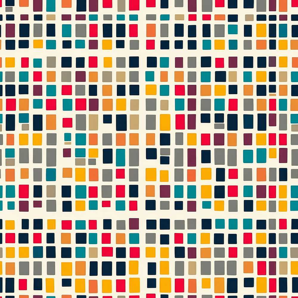 Colorful Mosaic Squares Irregular Grid Modern Decorative Repeat