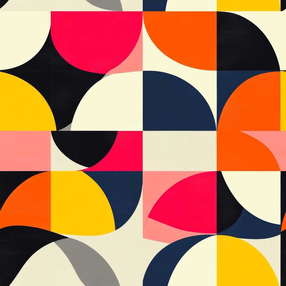 Bold Mid Century Abstract Curved Shapes Color Block