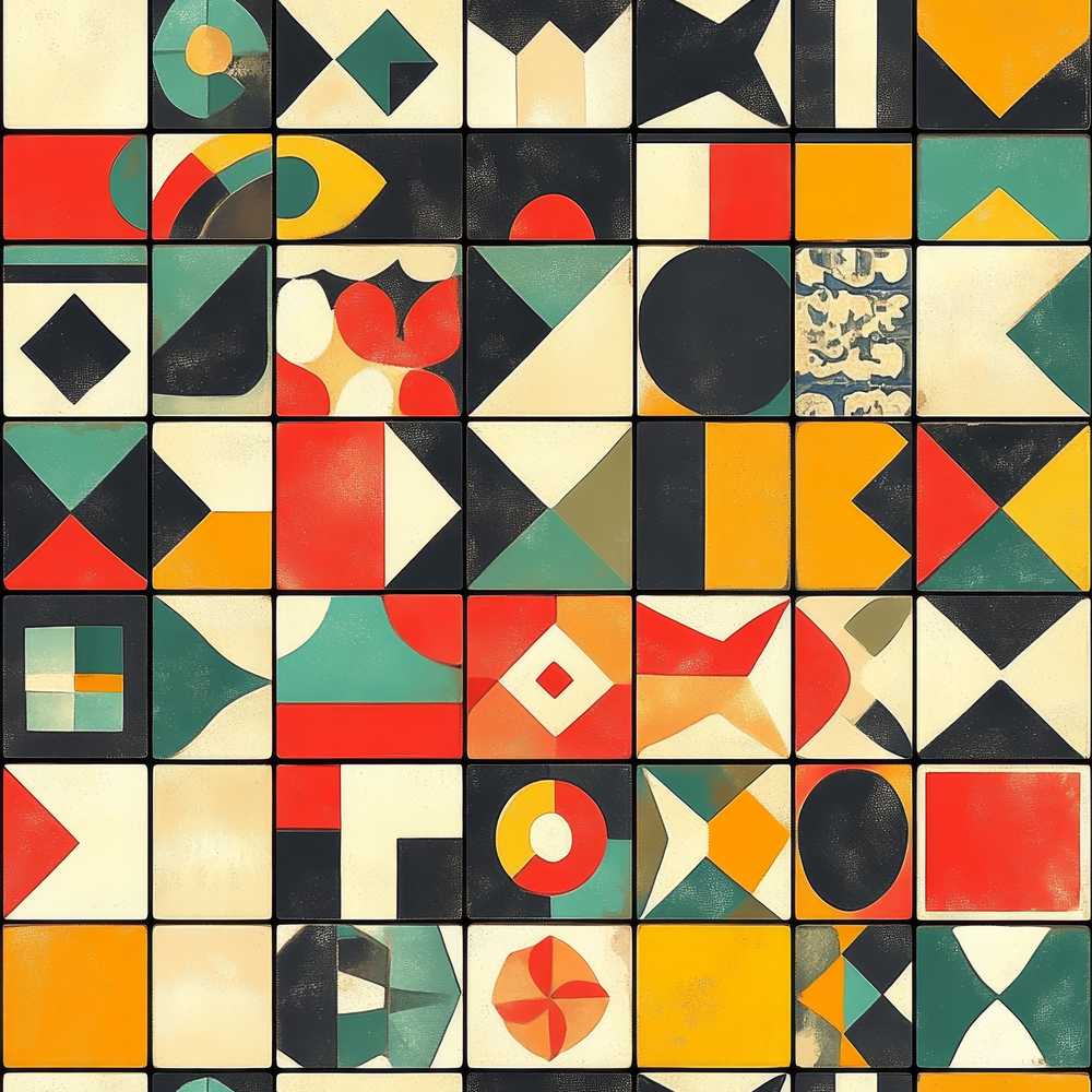 Vintage Geometric Tile Mosaic Abstract Pattern Art Texture