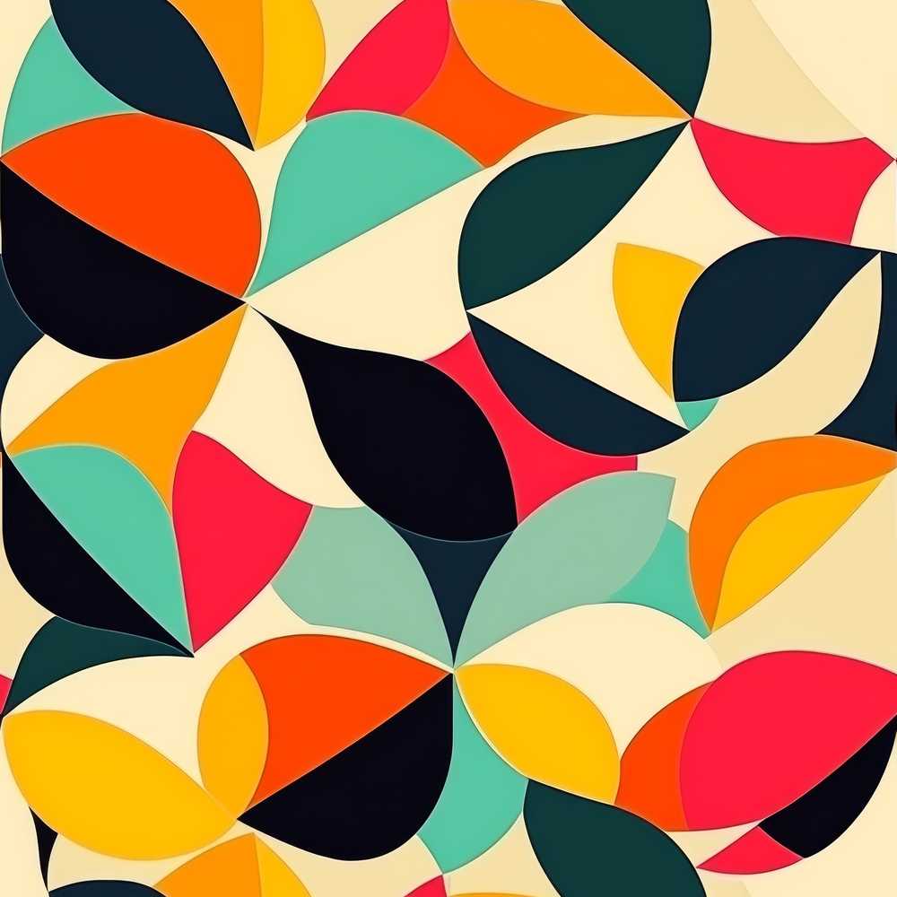 Abstract Organic Leaf Shapes Mid Century Modern Wildflower Pattern
