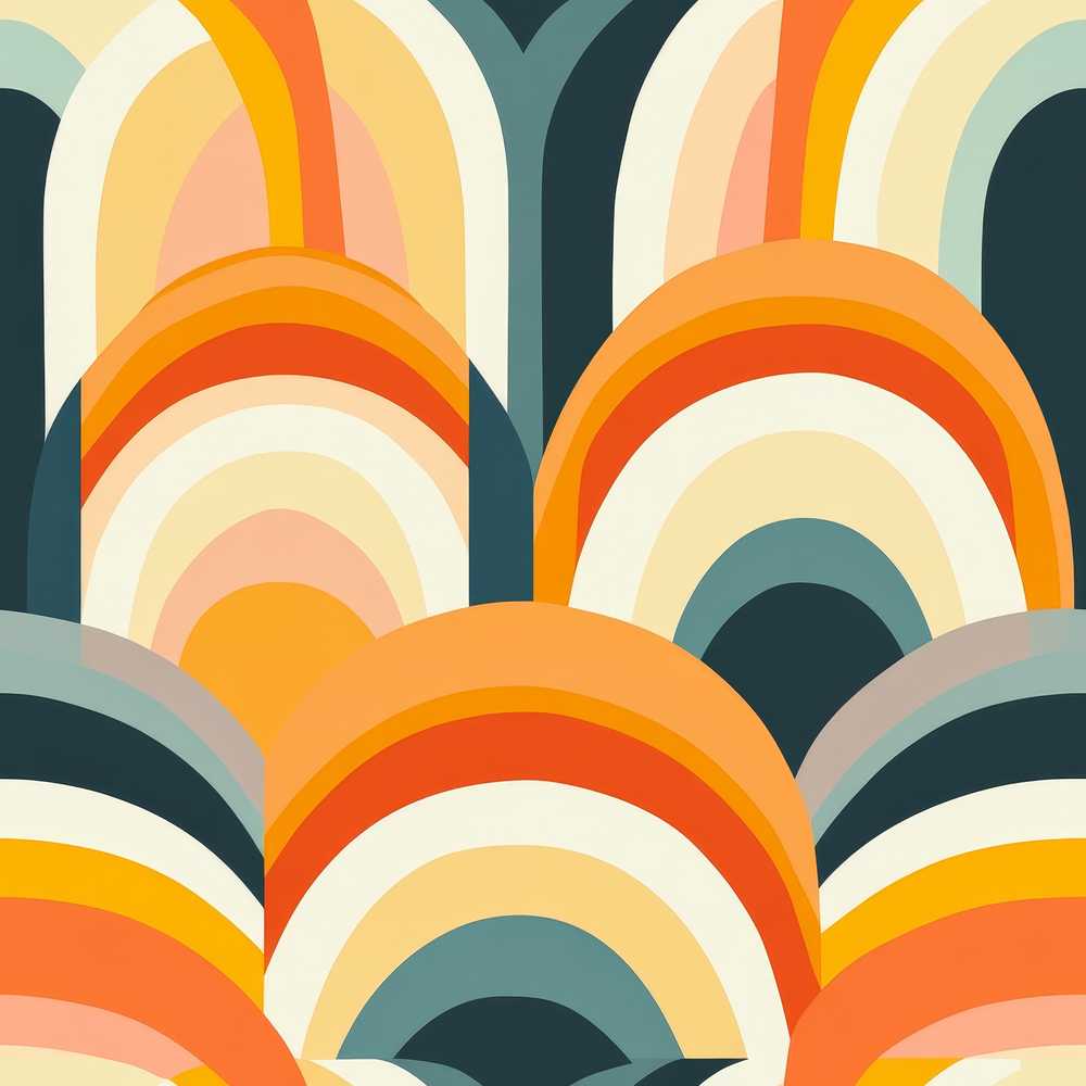 Rainbow Arch Mid Century Modern Decorative Repeat Pattern