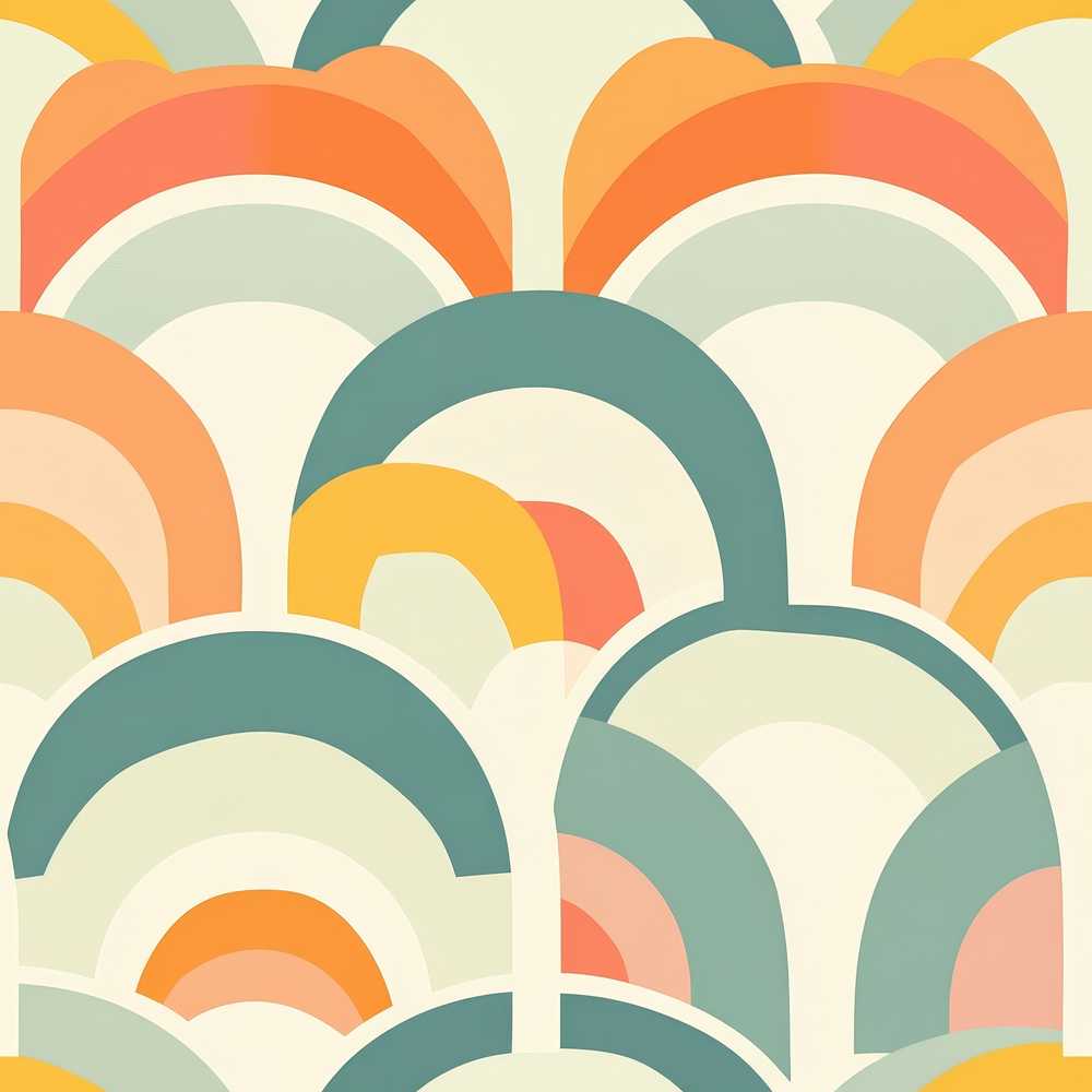 Soft Pastel Rainbow Scallop Arches Decorative Repeat Pattern