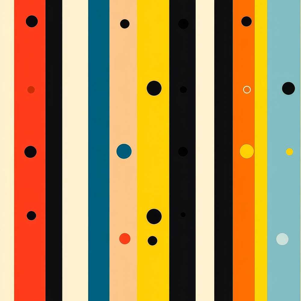 Bold Vertical Stripes with Polka Dot Accent Repeat