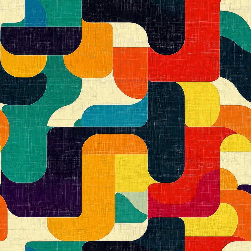 Abstract Mid Century Geometric Blocks Texture Pattern Art