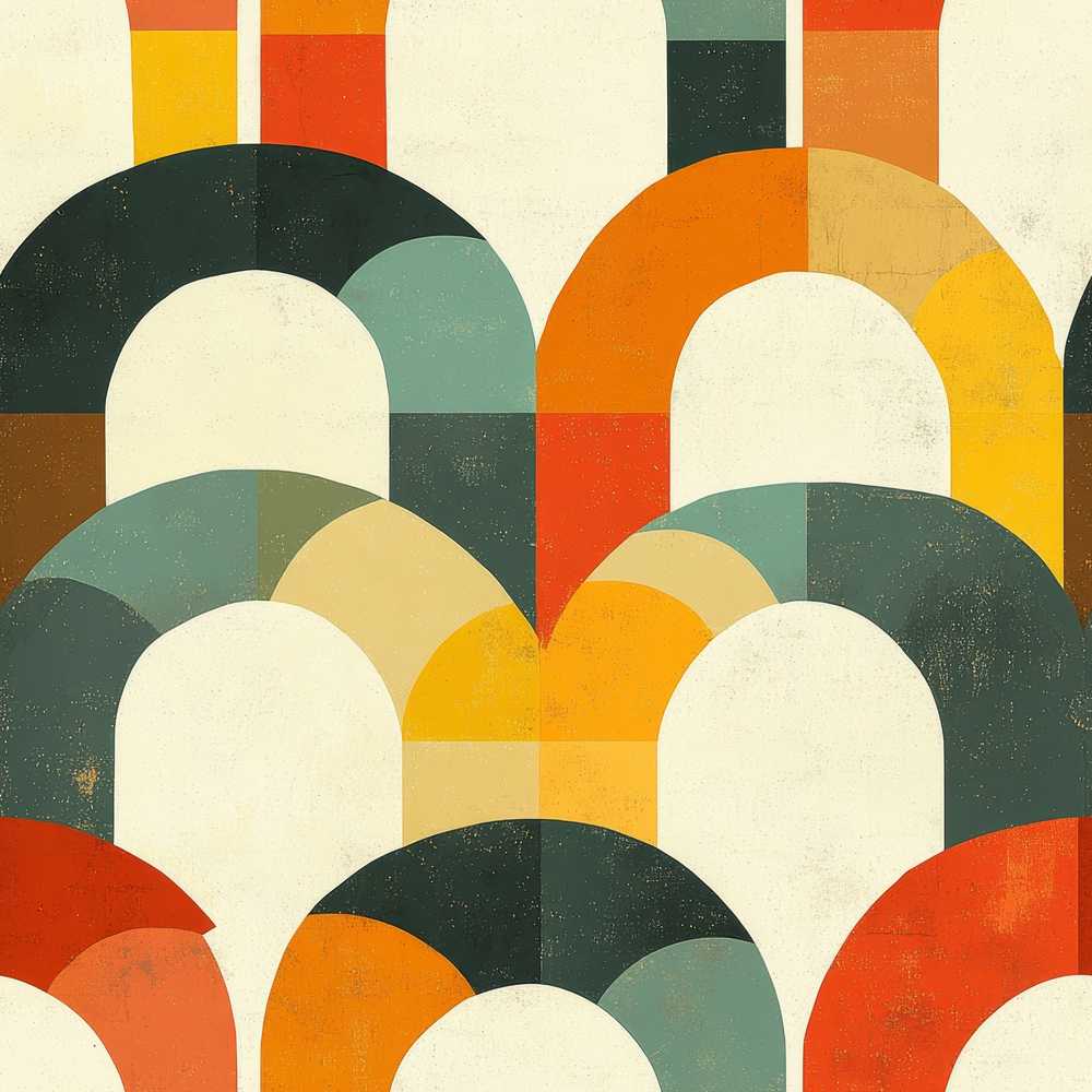Vintage Arch Rainbow Geometric Texture Pattern Art Design