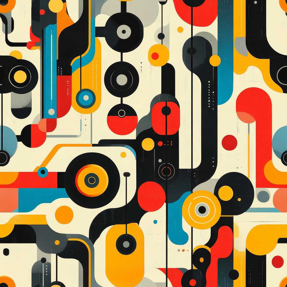 Abstract Circles and Lines Mid Century Modern Pattern