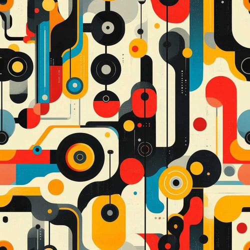 Abstract Circles and Lines Mid Century Modern Pattern