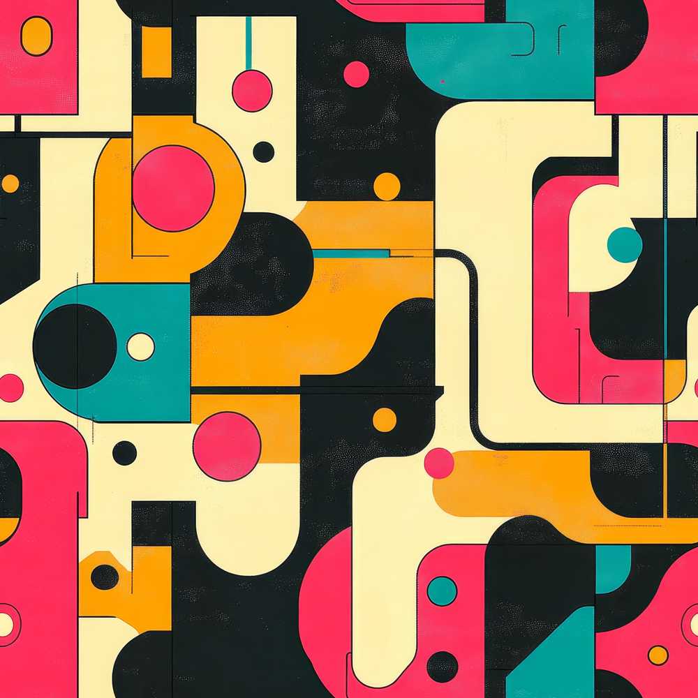 Bold Geometric Abstract Shapes Mid Century Color Block Pattern