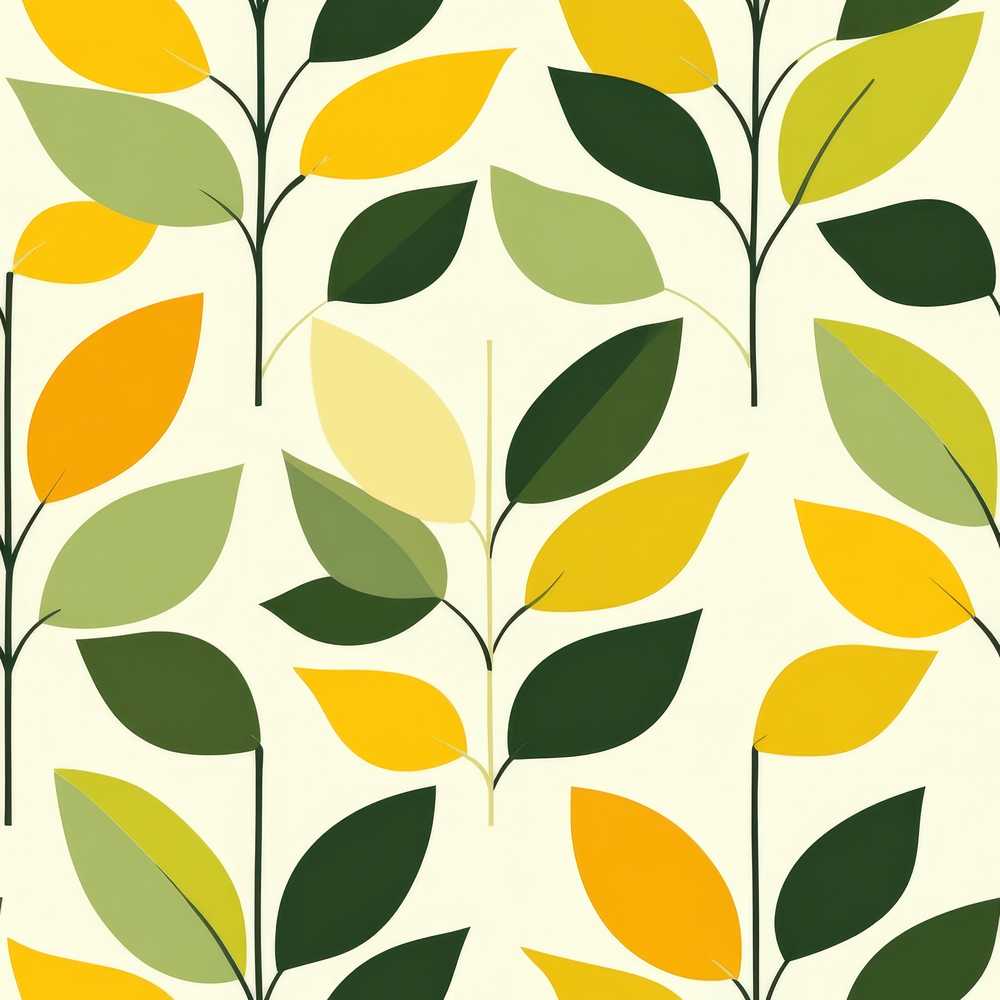 Fresh Green Yellow Leaf Botanical Nature Pattern Wildflower