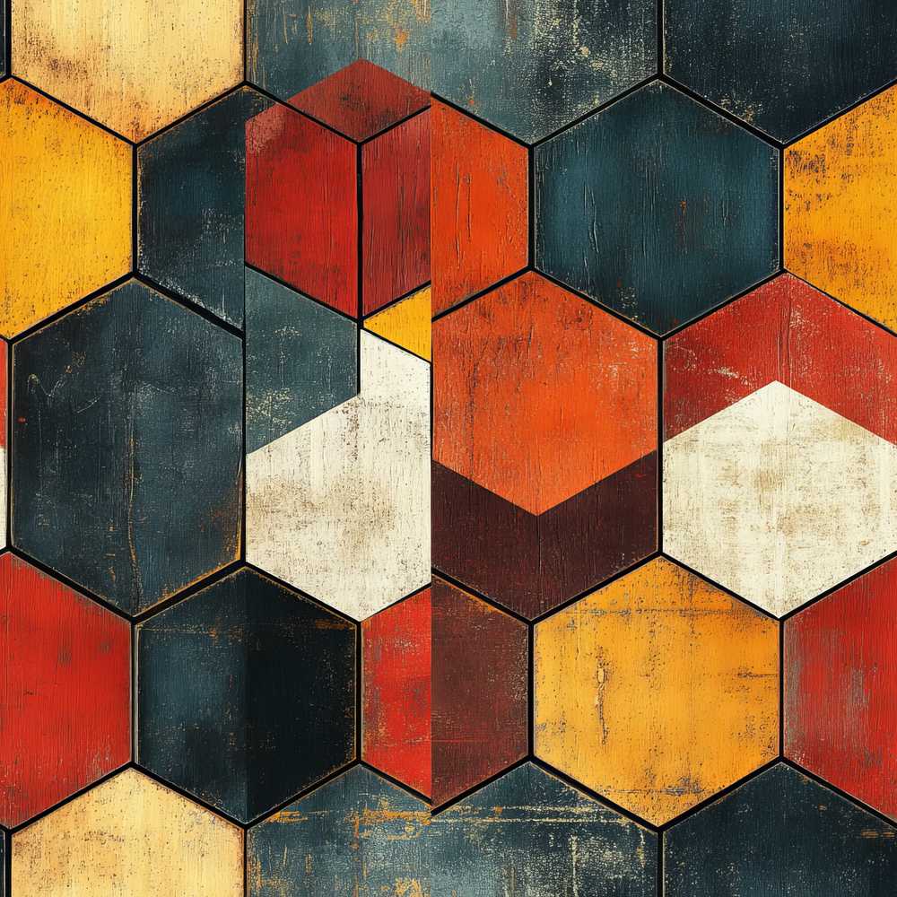 Rustic Hexagon Geometric Texture Pattern Art Design