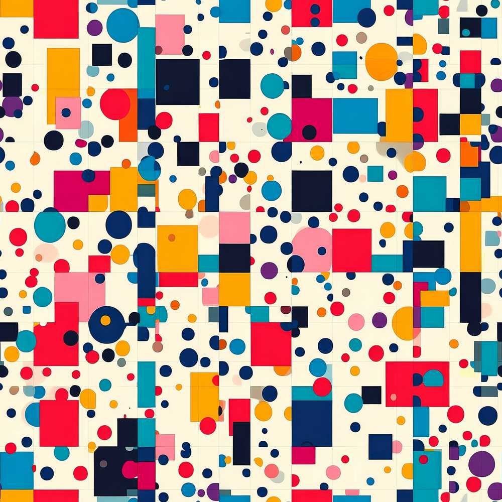 Playful Colorful Geometric Dots and Squares Abstract Pattern