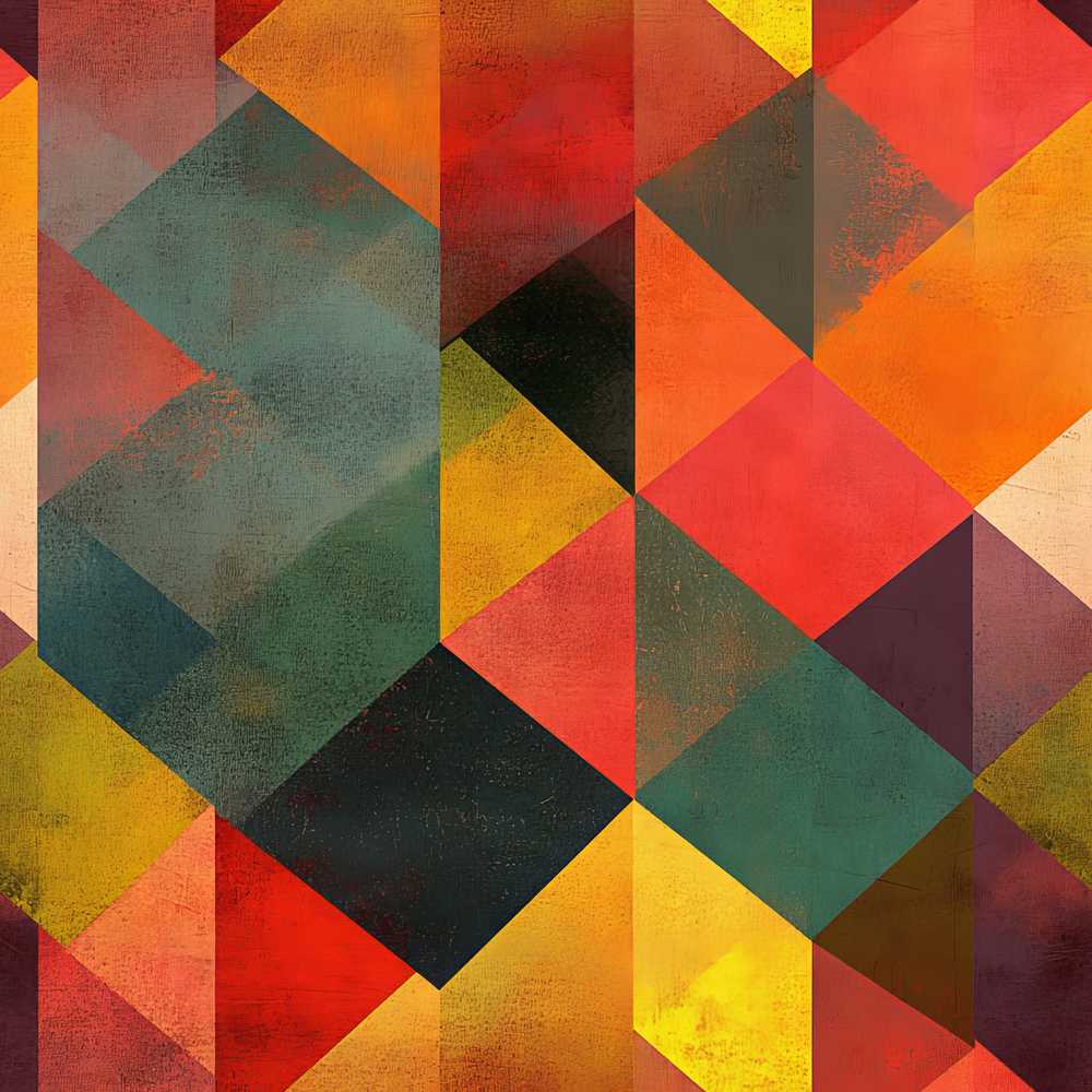 Warm Abstract Polygon Shapes Mid Century Style Pattern