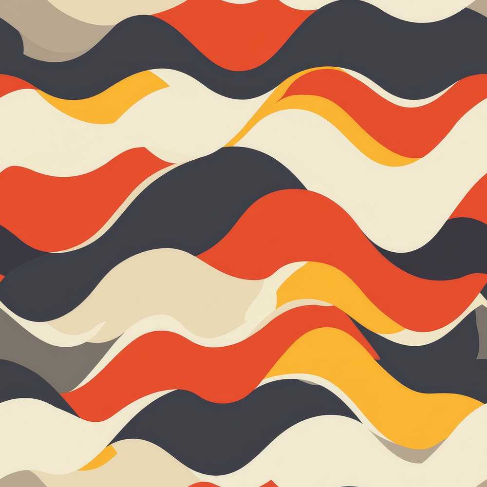 Bold Curved Wave Shapes Pattern Decorative Repeat Design