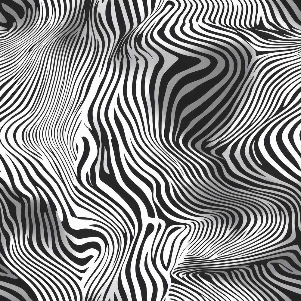 Bold Black White Zebra Wave Pattern Decorative Repeat