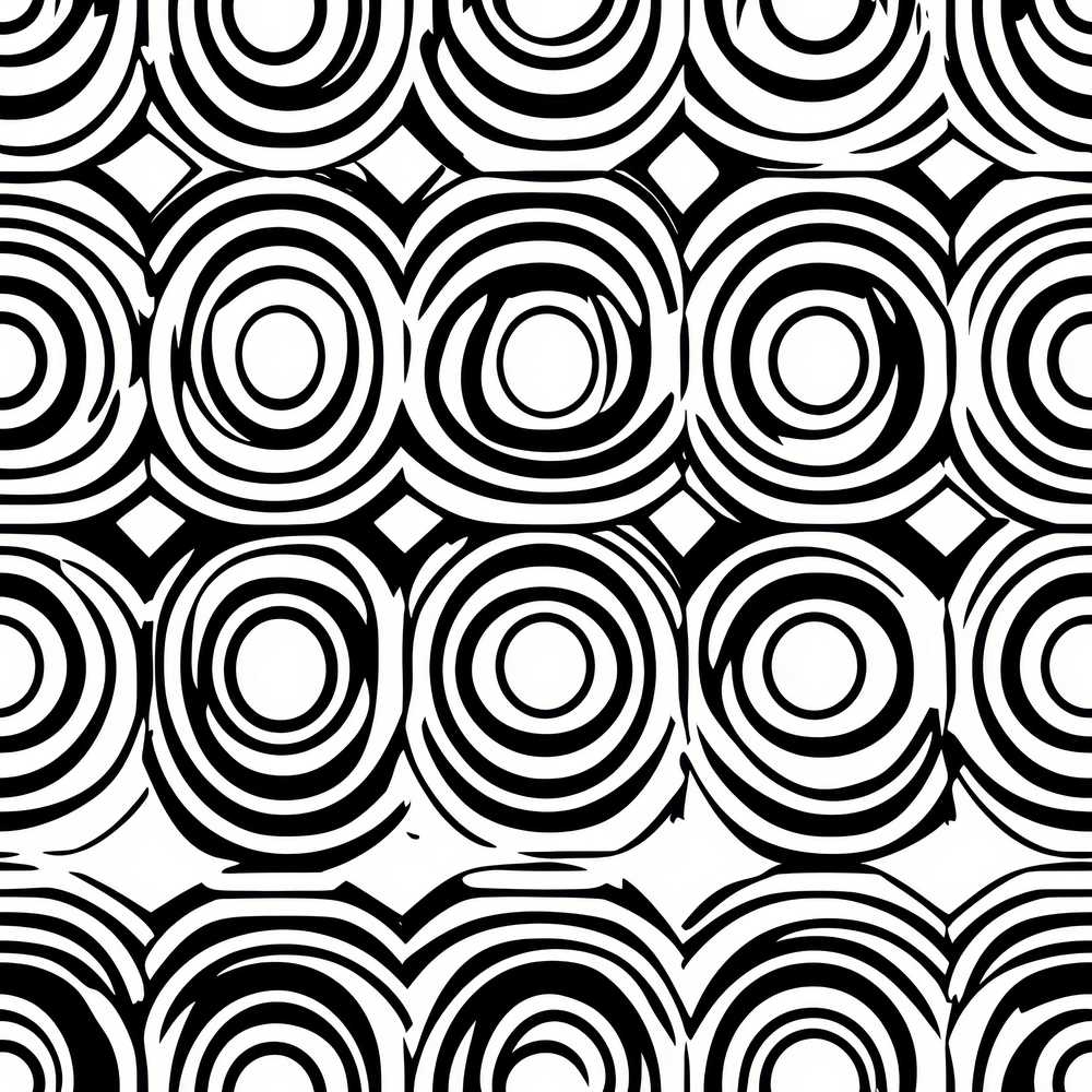 Geometric Black White Circle Motif Pattern Repeat Decorative
