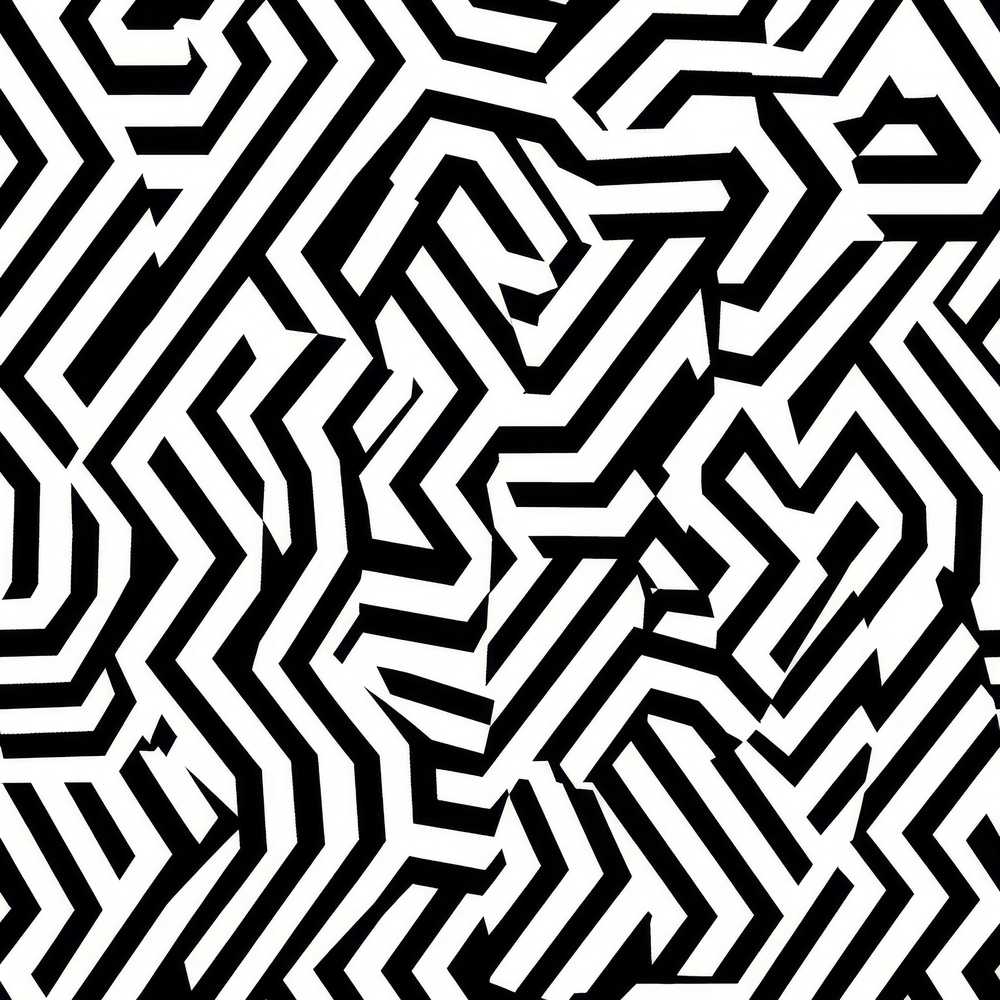 Black White Wavy Checkered Optical Decorative Repeat Pattern