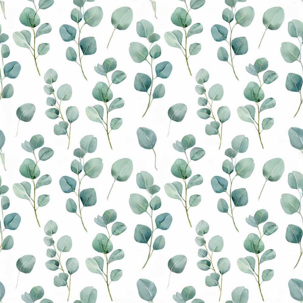 Soft Green Eucalyptus Leaf Botanical Wildflower Pattern