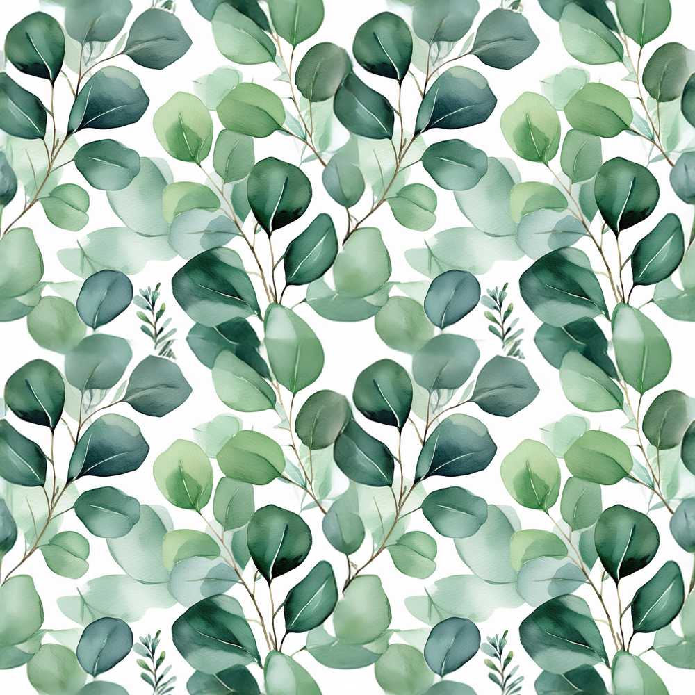 Green Eucalyptus Branches Natural Botanical Wildflower Pattern
