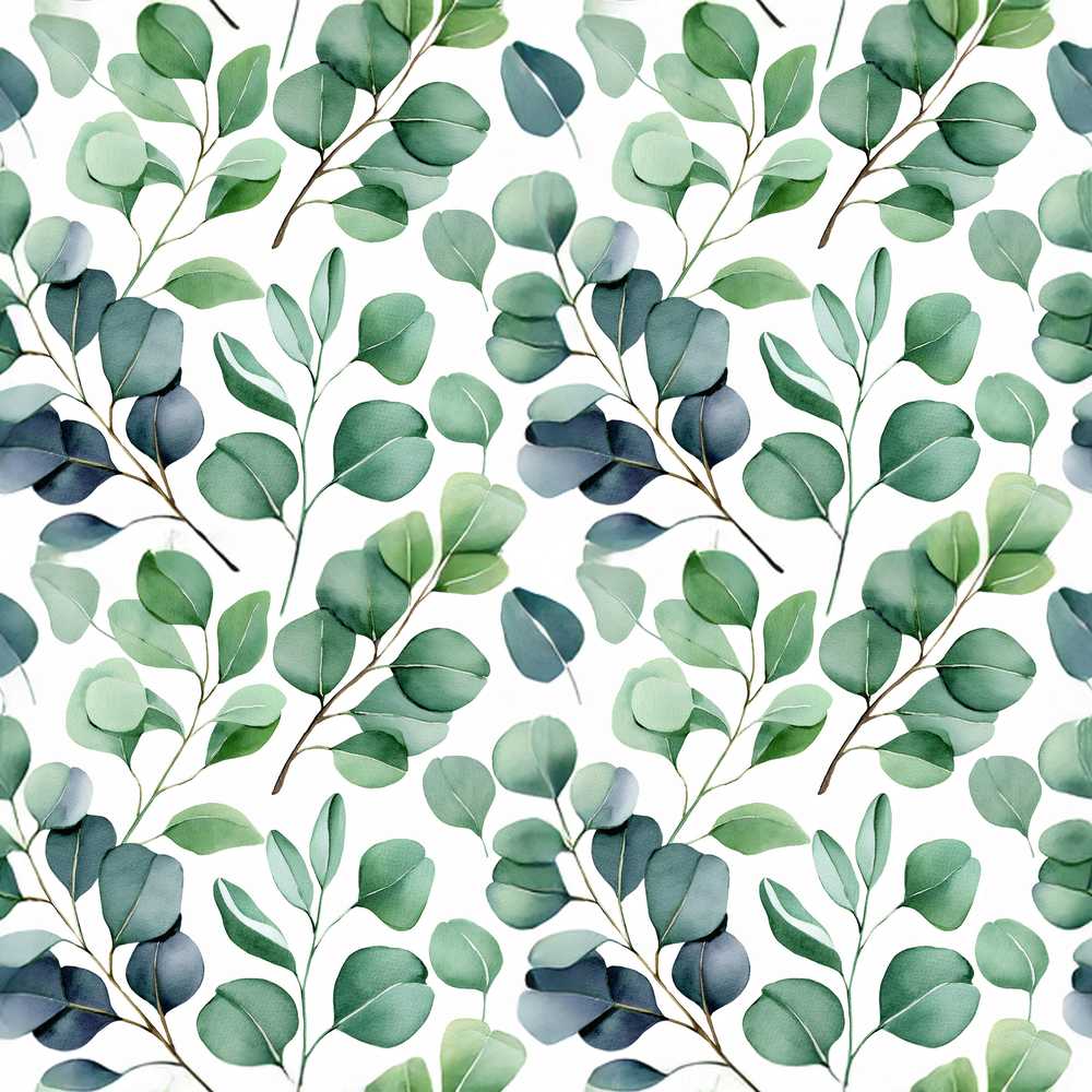 Fresh Green Leaf Sprigs Minimal Botanical Wildflower Pattern