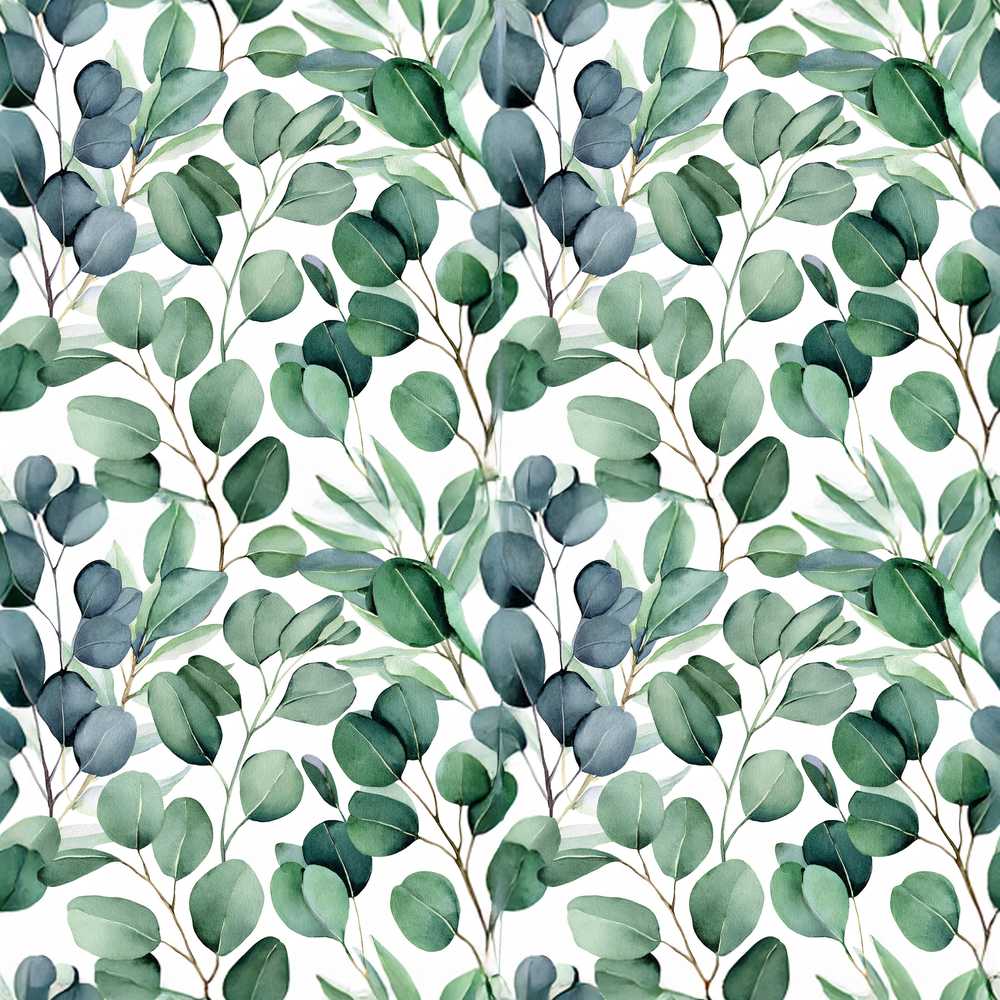 Blue Green Eucalyptus Leaves Elegant Wildflower Pattern Botanical