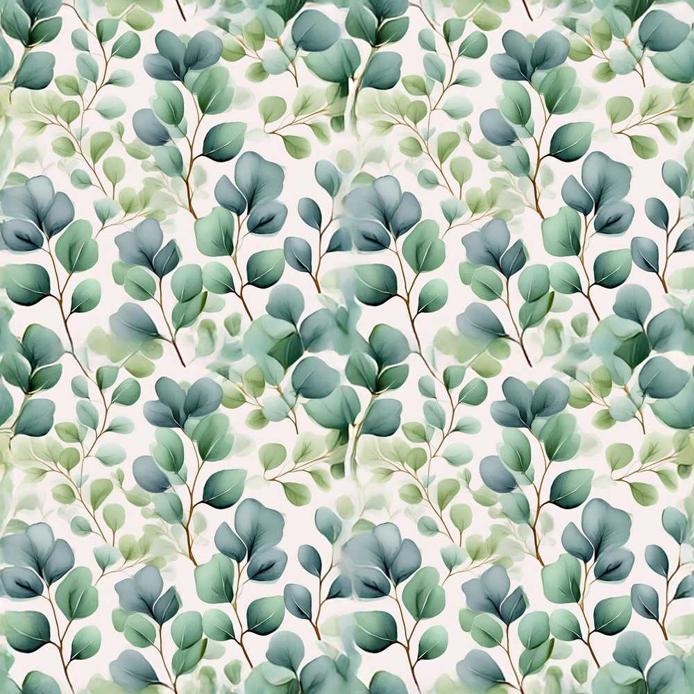Light Green Eucalyptus Foliage Soft Botanical Wildflower Pattern