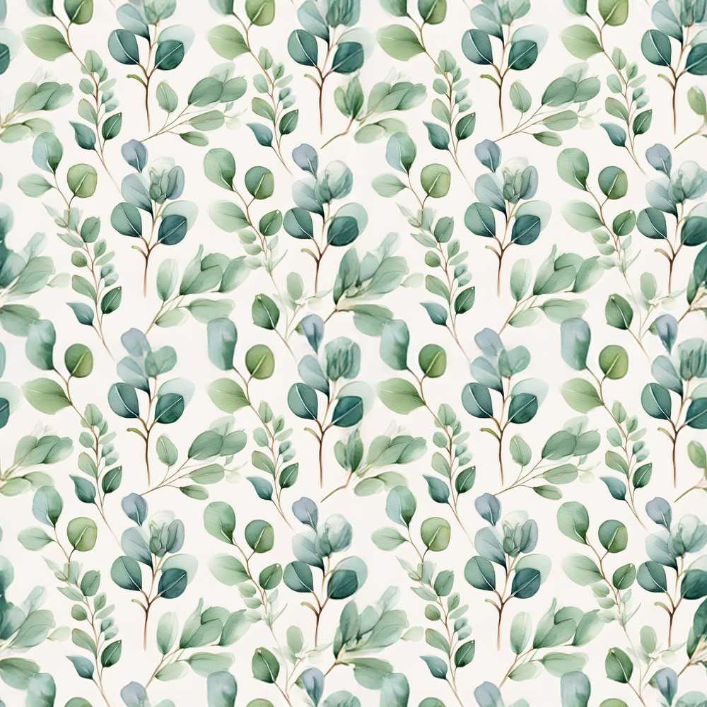 Soft Green Eucalyptus Leaves Watercolor Botanical Wildflower Pattern