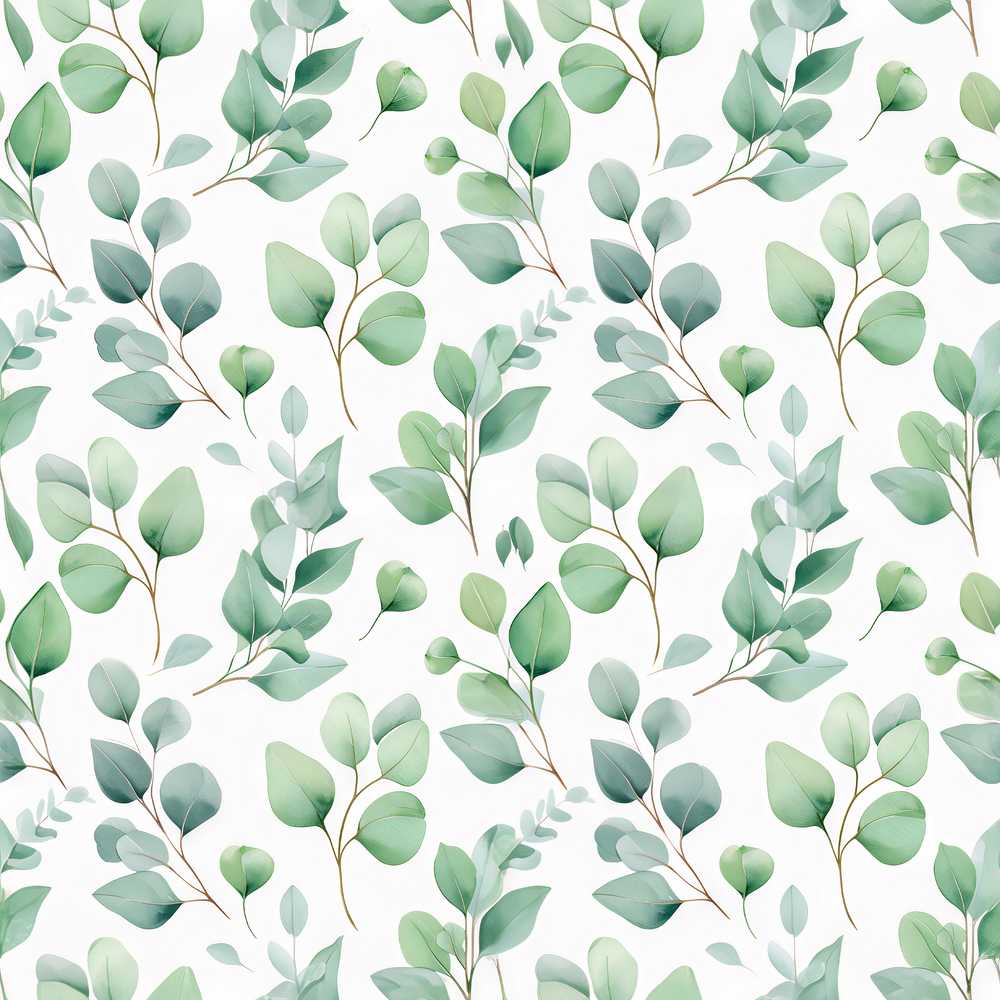 Light Sage Green Eucalyptus Leaf Botanical Wildflower Pattern