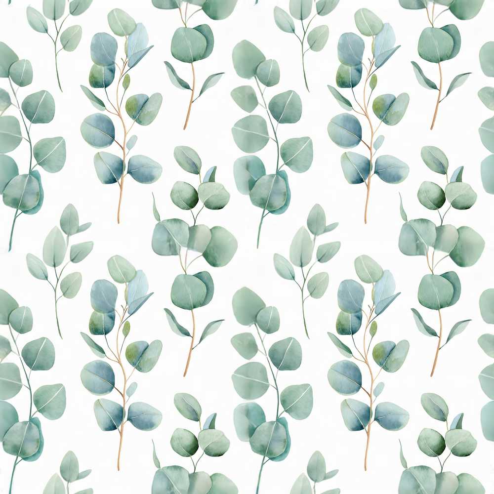 Delicate Green Eucalyptus Leaves Natural Wildflower Pattern Botanical