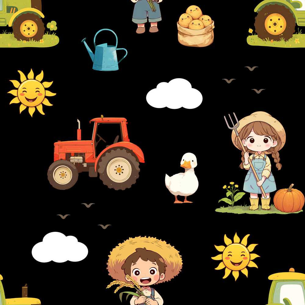 Cute Farm Tractor Farmer Duck Night Decorative Repeat